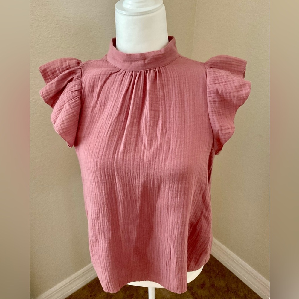 Joe’s Women’s XS Rose Cotton Gauze Flutter Short Sleeves Top Shirt Blouse